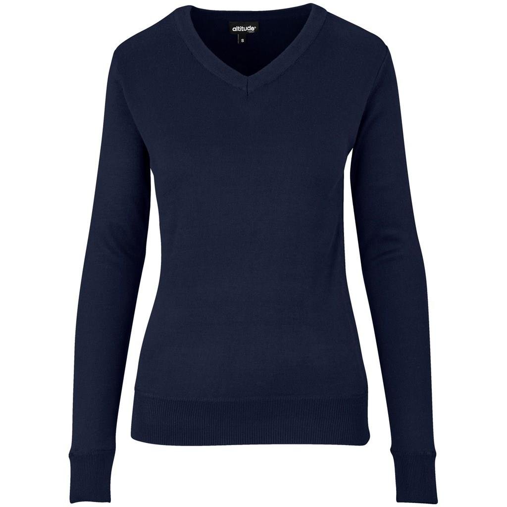 Ladies Long Sleeve Peru V-Neck Jersey - Navy